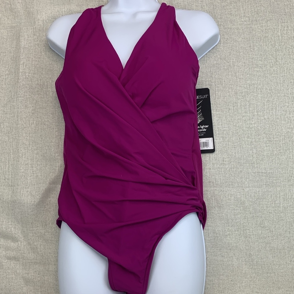 Miraclesuit Rock Solid Wrapsody One-Piece Women's Swimsuits Size 14